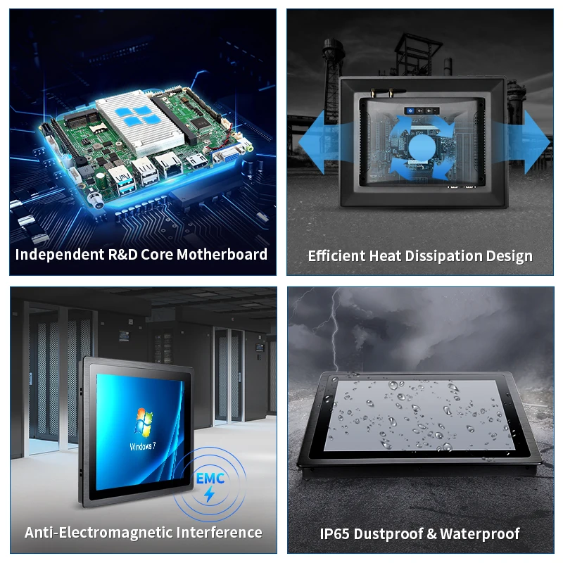 Безвентиляторный интегрированный емкостный водонепроницаемый дисплей сенсорный экран с открытой рамкой 7 дюймов промышленная панель ПК