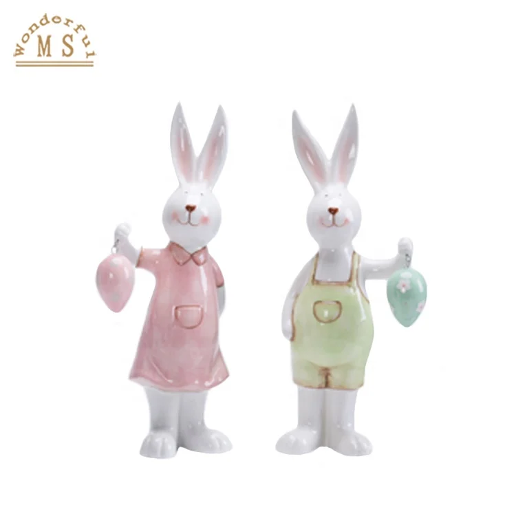 New 2023 Ceramic Easter Bunny Figurine Novel Spring Season Craft and Family Gift For Celebrate Your Holiday Festival
