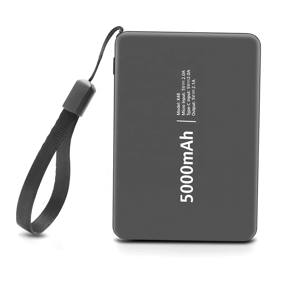 Hot Selling Products 2022 Portable Type C Port Wallet Powerbank 5000mah Mini Slim Power Bank