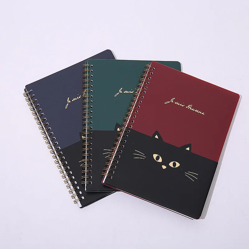 A5 A6 PP Spiral notebook with pocket on cover ruled line pages cute cat pattern kawaii notebook