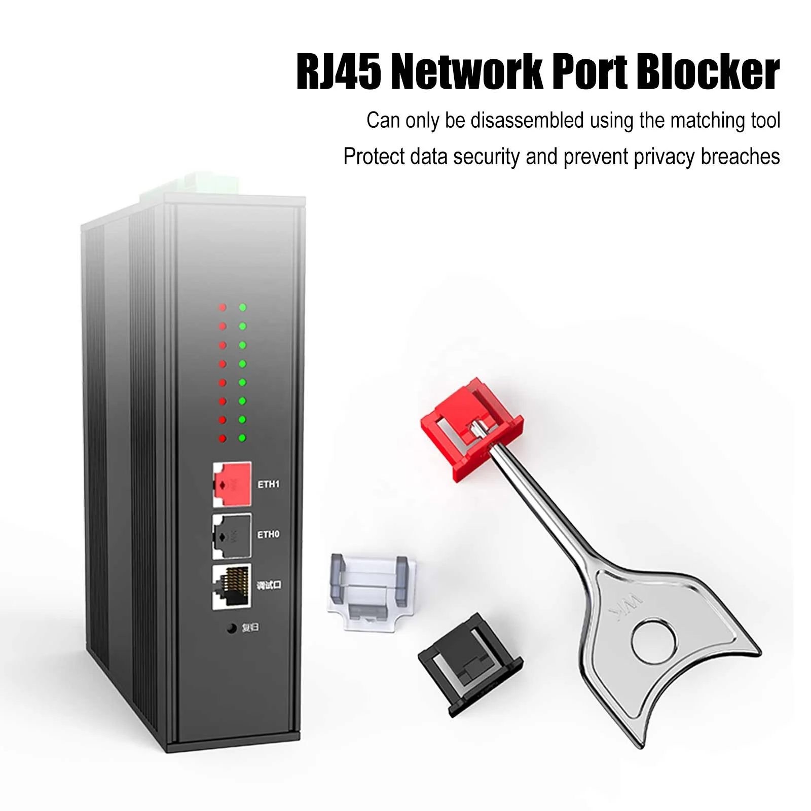 Locking RJ45 Port Dust Blocker with Key, Ethernet Port Lock, RJ45 Port Lock