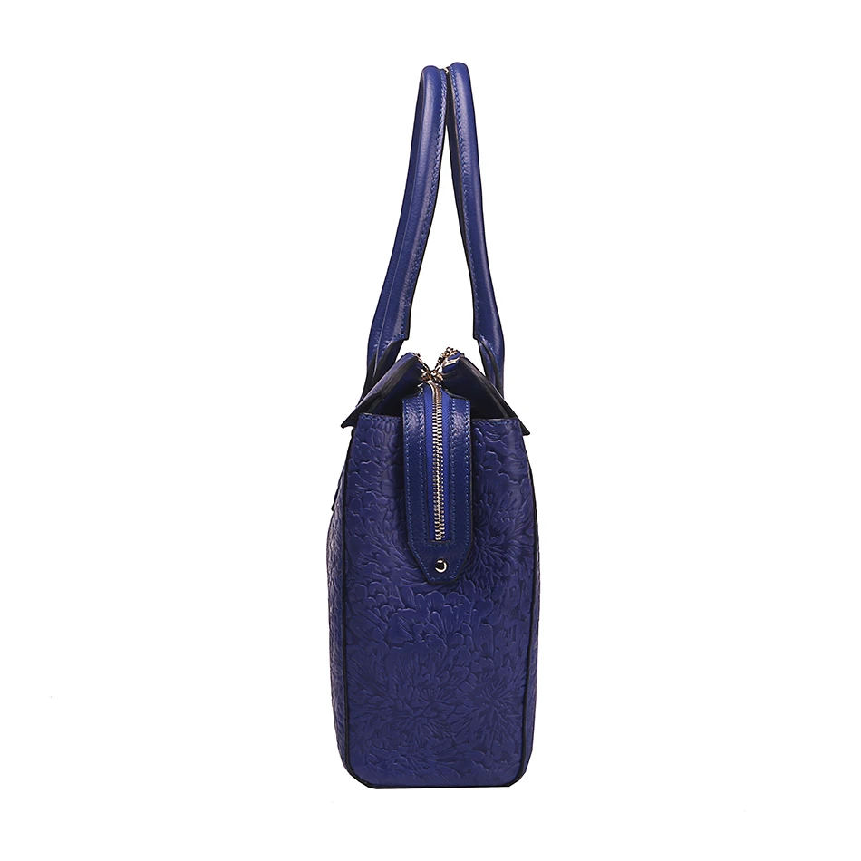 Elegant large-capacity navy flower embossed leather handbags  women shopper luxury bags