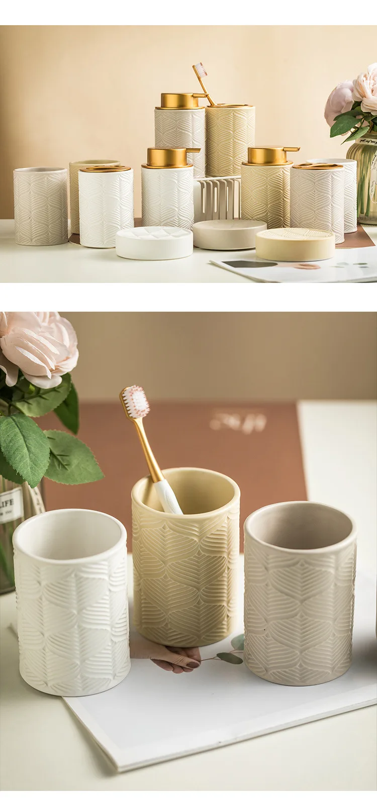 product ceramic four piece home decorative bathroom gargle cups and accessories bathroom wash and toiletry set-13