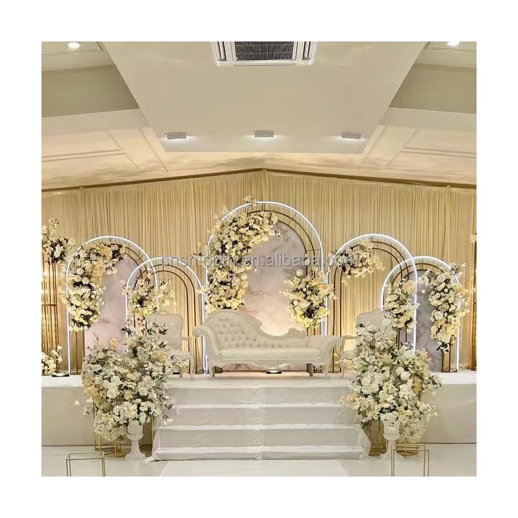 Professional Manufacturer Exquisite Backdrop Gold Metal Round Arch ...