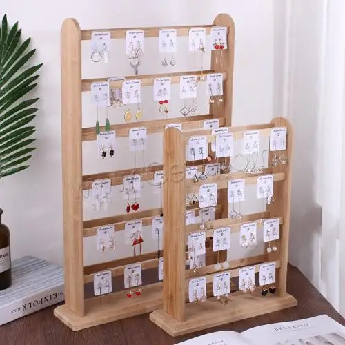 Wholesale NBEADS Natural Wood Earring Display Stands 