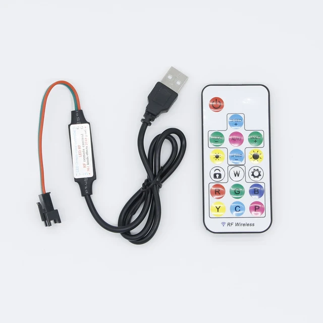 RF 17 Key Dimmer Remote Controller for RGB LED Strip Lights 5050 3528 DC 12V Light USB Connector with mini control