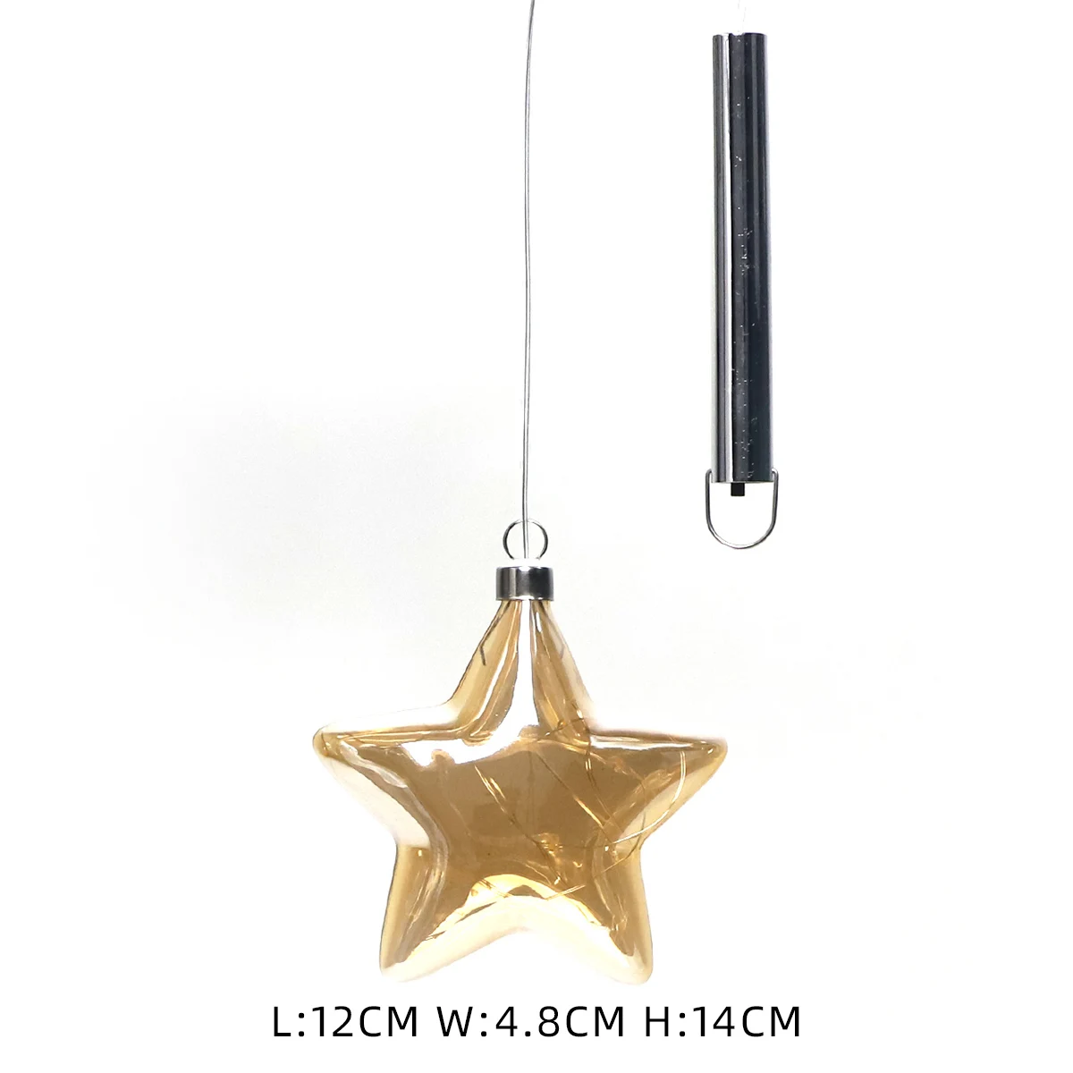 Good Quality Glass Star Ornaments Led Lights Glass Hanging Ornament Christmas Decorate Light manufacture