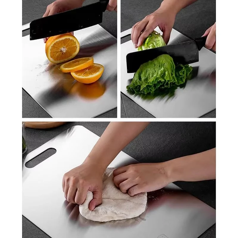 Pack 2 Planches à Découper En Titane - Double Face Anti-Moisissure - Pour Viande Et Légumes - Acier Inoxydable