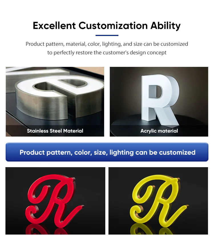 Custom Outdoor Sign Business Retail Signboard Acrylic 3d Letter Logo