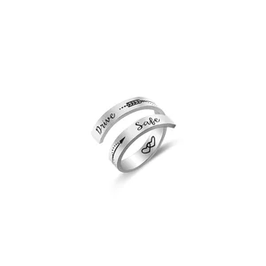 Loftily Jewelry Custom Stainless Steel Silver Plated Trendy Drive Safe Inspirational Mens Simple Design Spiral Band Ring