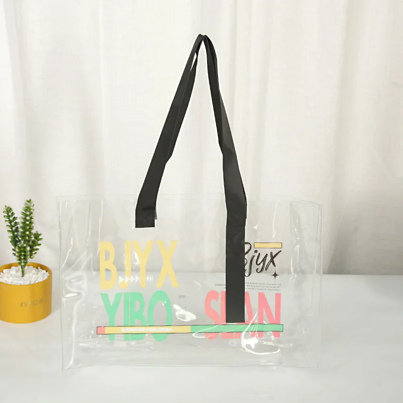 Source 2021 Custom Designer Clear PVC Transparent Plastic Tote Bags Handbag  for Shopping on m.