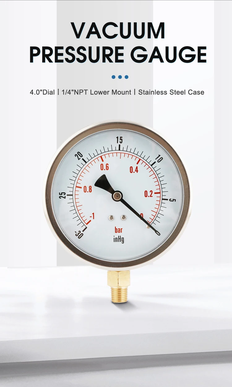 Wholesale 4.0'' 100mm Stainless Steel Vacuum Pressure Gauge Bourdon