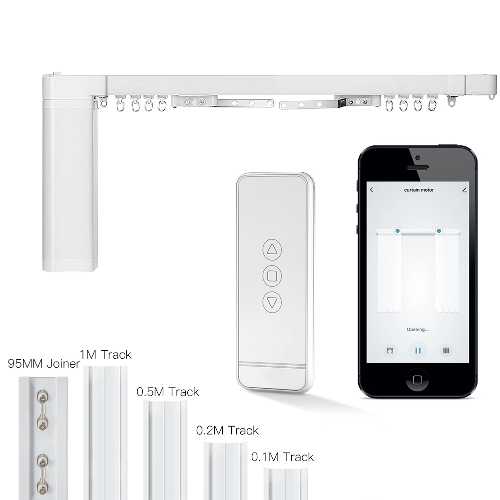 ACRIMO Gemotoriseerde Gordijnrail, Slimme Railset met Wifi-Motor en Afstandsbediening, Compatibel met Google Home, Alexa en de Tuya Smart mobiele app, lengte tot 3 meter (UK-stekker