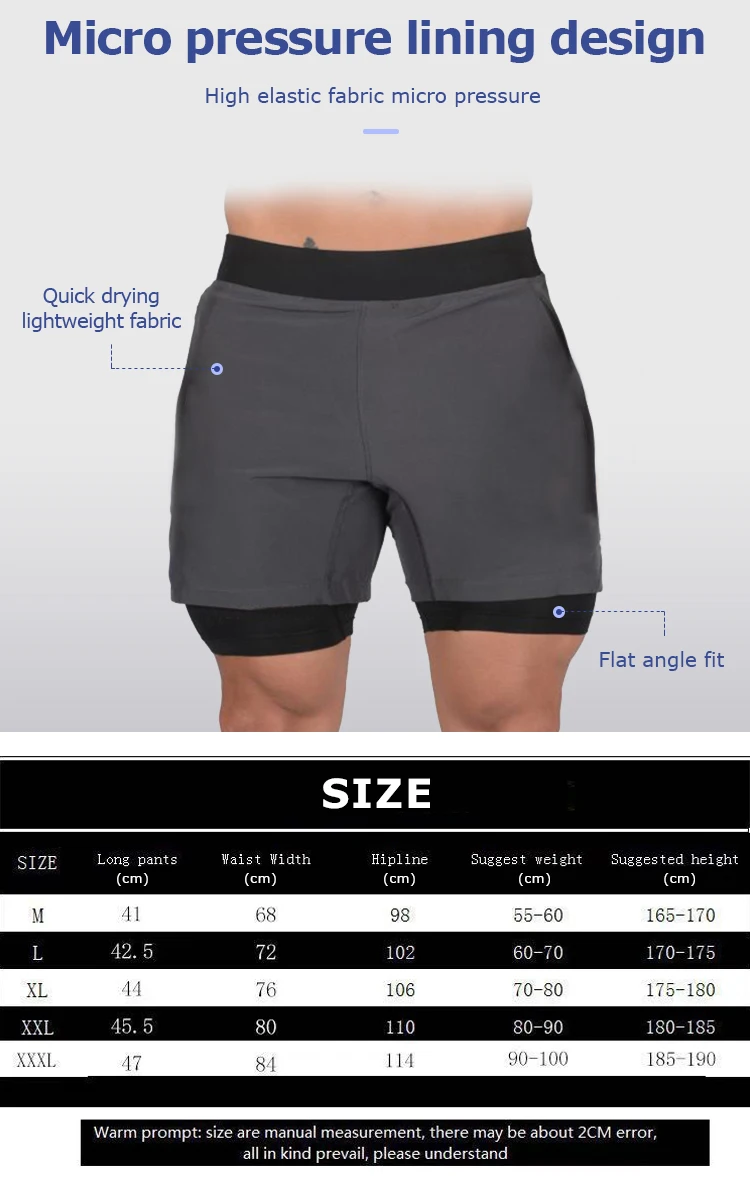 Workout Running Wear Men's Gym Shorts Custom Men Slim Sweat Fiess Sport Casual Print Pattern Knitted 2 in 1 Shorts Men766_voghion.com