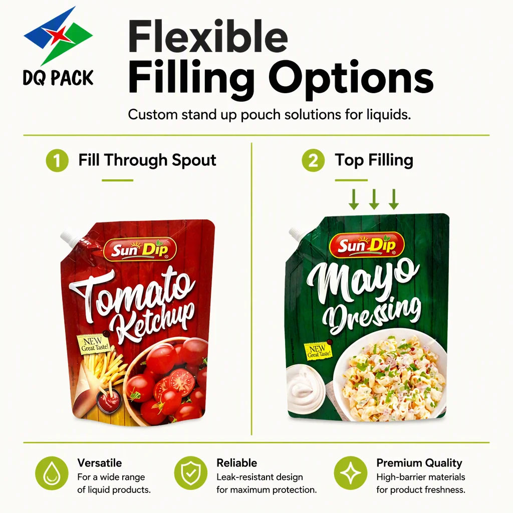Spout Pouch Manufacturer Custom Printed Doypack Bag Food Grade Liquid Packaging Supplier for Juice Honey Cocktail
