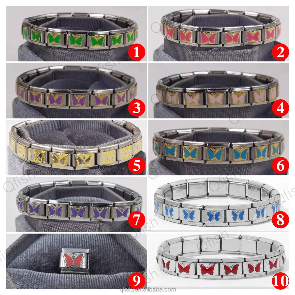 2023 Wholesale 9mm Stainless Steel Women Men Patten Mixed Lot Charms