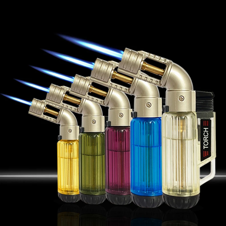 Wholesale Small Refillable Gas Metal Torch Lighter Adjustable Single Jet Flame  Cigar Lighter With Safety Lock
