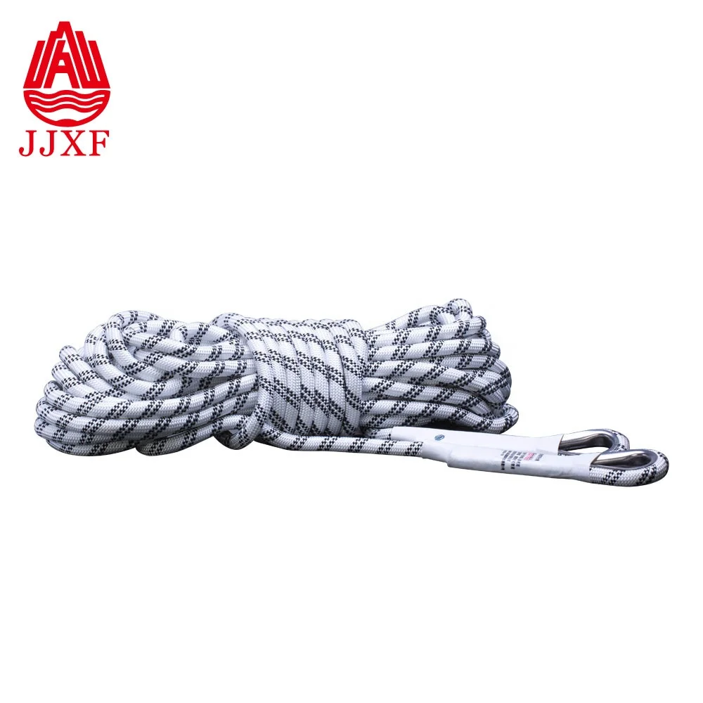 Corde D'escalade 10 Mètres - Diamètre 8 Mm - Avec 2 Mousquetons - Nylon Bleu - Pour Secours, Camping