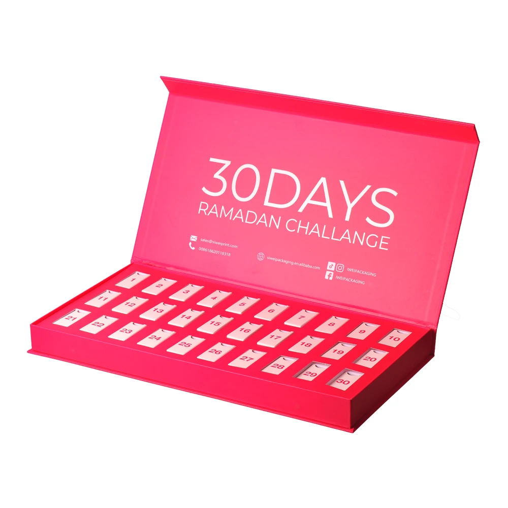Custom Advent Calendar Empty Luxury Cardboard Paper Gift Beauty Cosmetic Packaging Countdown Christmas Advent Calendar Box