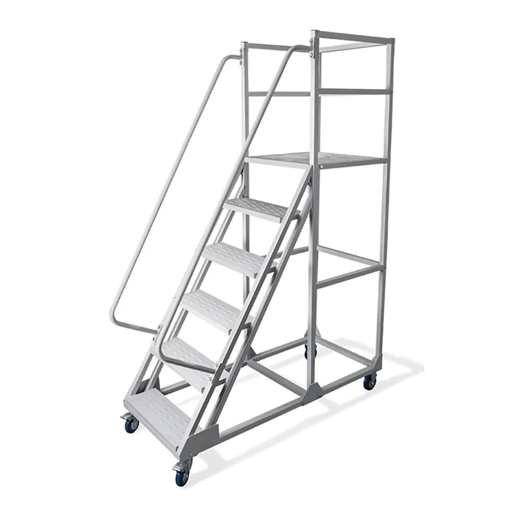Portable Steel Rolling Mobile Safety Metal Work Platform Ladder With Toe Board