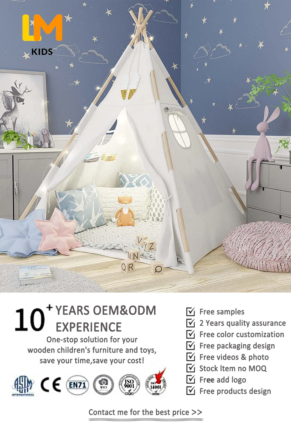 Lm Kids Type Playhouse 6 Kids Tents For Glamping Tipi Infantil Mushroom ...