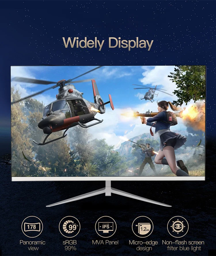 24インチHD曲面LEDゲーミングモニター、1080Pデスクトップモニター 