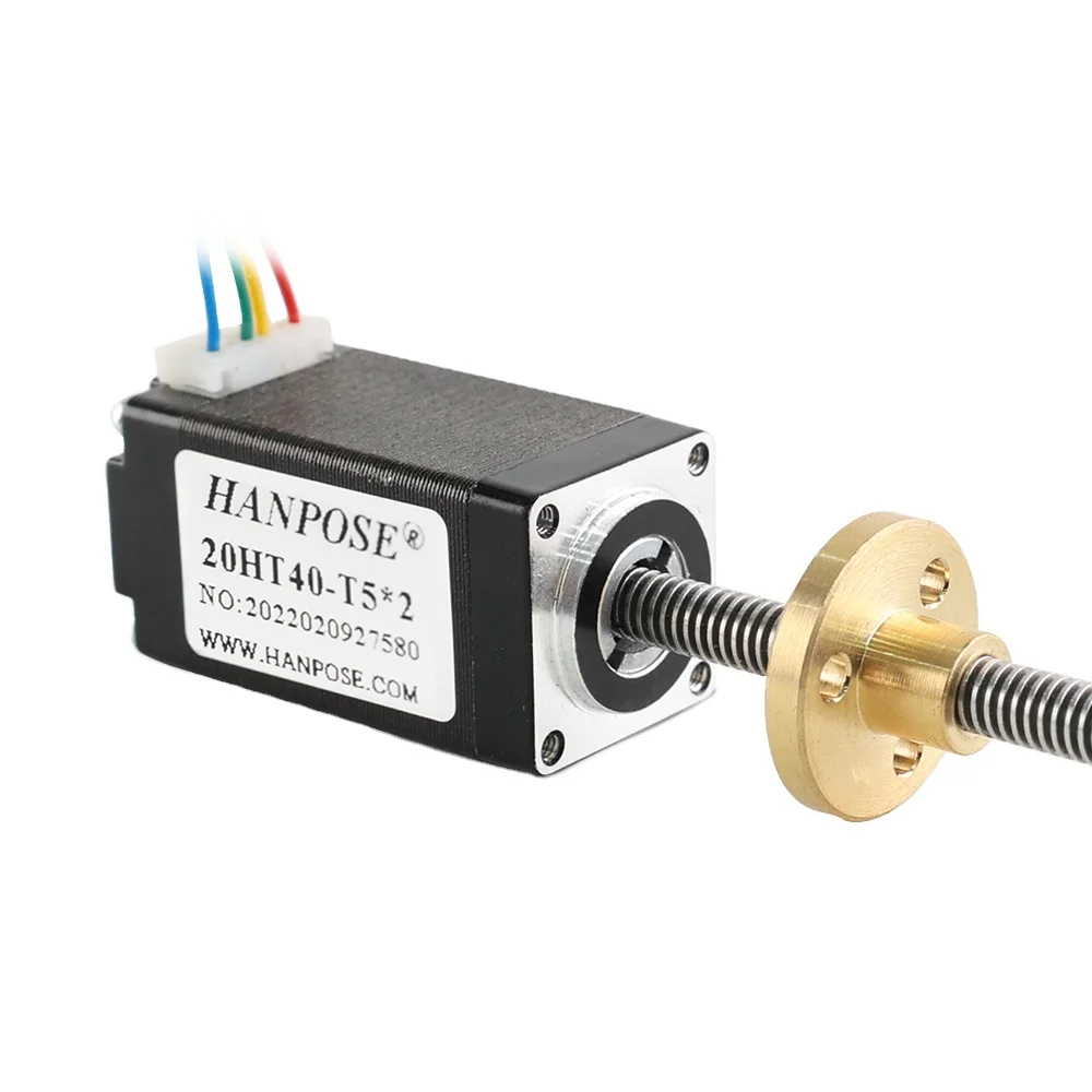 Hanpose Mini Screw Trapezoid Motor Nema8 Stepper Motor 0.8A 0.03N.M 20HT40-T5-100MM T5 Screw Motor for Cnc Medical Machine
