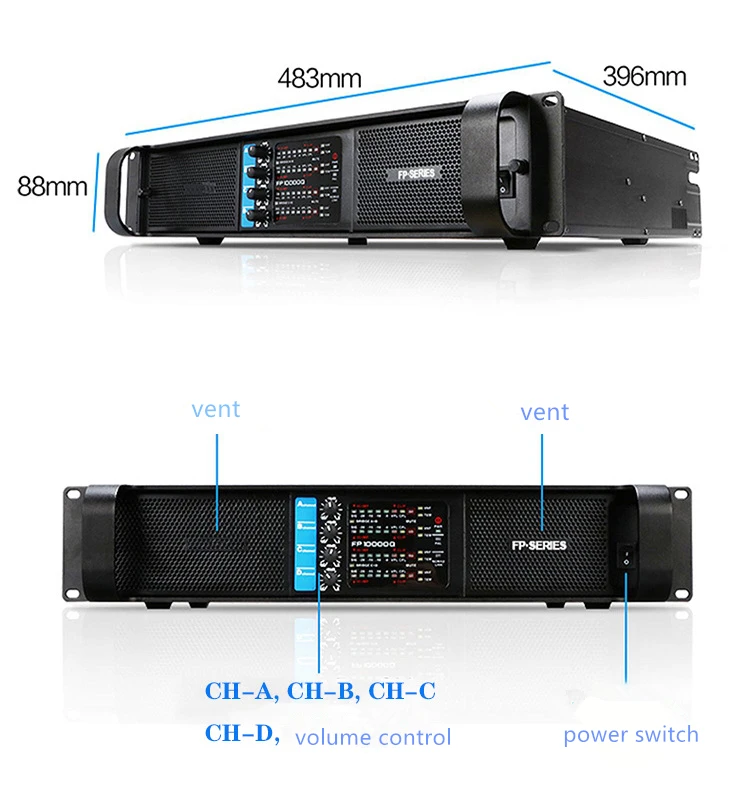 Pro Audio 2u Class d Power Amplifier Digital 4 Channel Class D 4 X 1300w Fp10000 Touring Sound High Power Amplifiers
