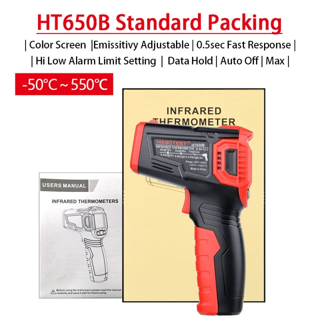 Dropshipping HABOTEST HT650B Infrared Thermometer for Industry Temperature Laser Gun LCD Display IR Infrared Digital Surface - Image 6