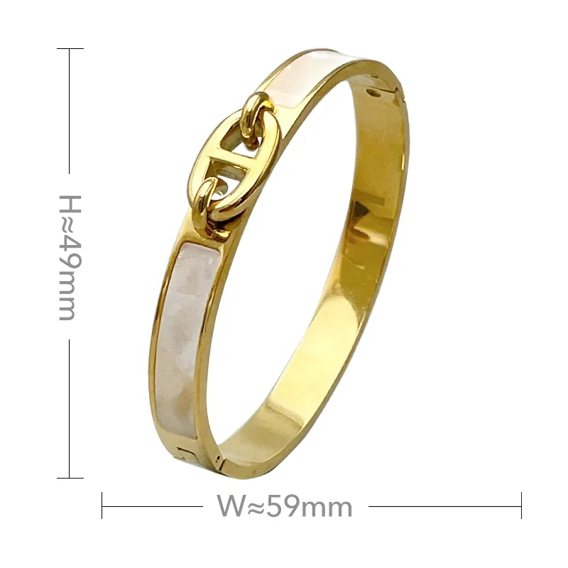 High Quality 18K Gold Plated Stainless Steel Jewelry Shell Pig Nose Buckle Accessories Bangle For Women Party Bracelets B222291