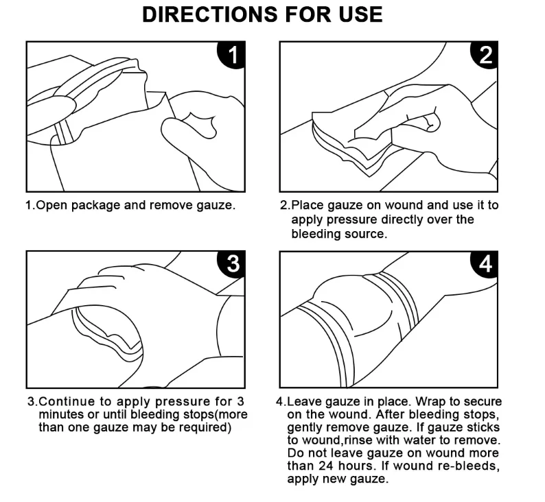 Kaolin Hemostatic Bandage Hemostatic Combat Tactical Hemostatic Powder