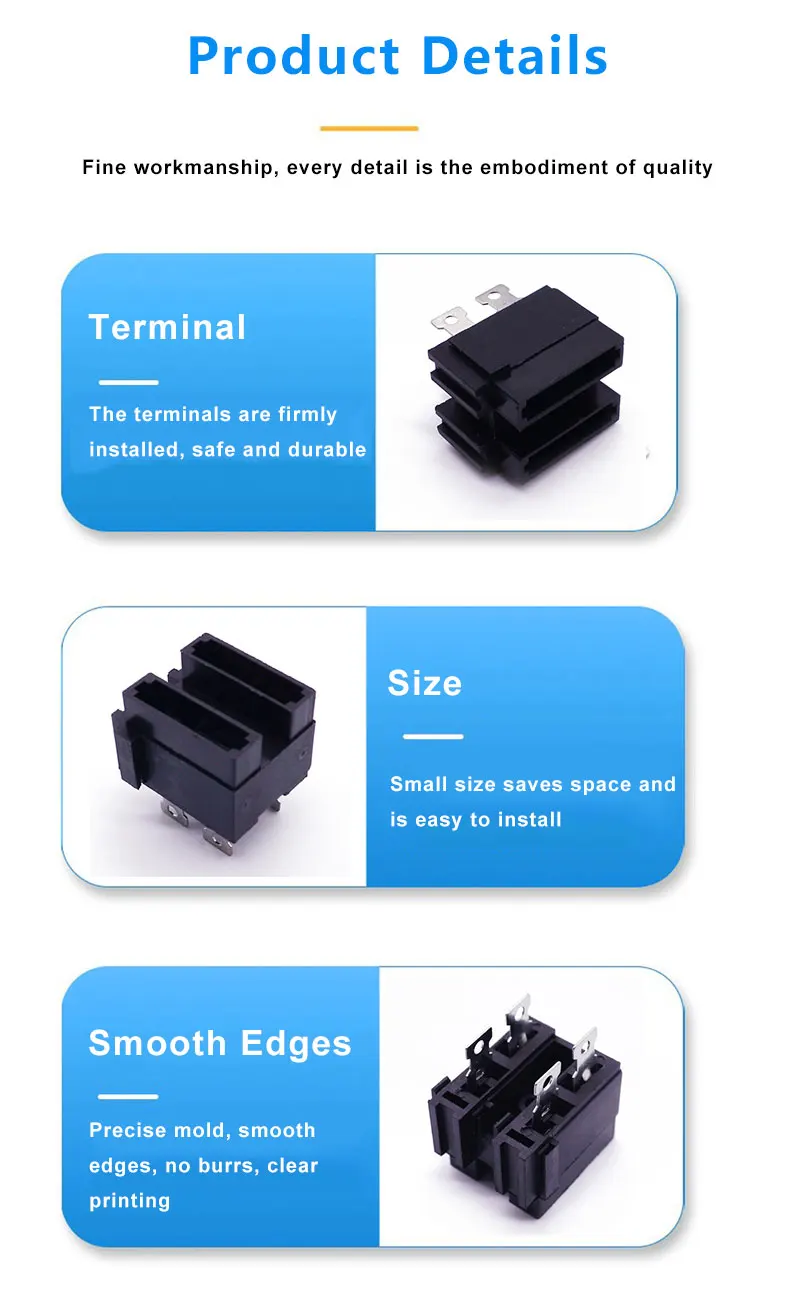 SL-703E2A 2 Poles Panel Mount Blade Fuse Holder with PA66 Material and Brass Terminal for Automotive Applications
