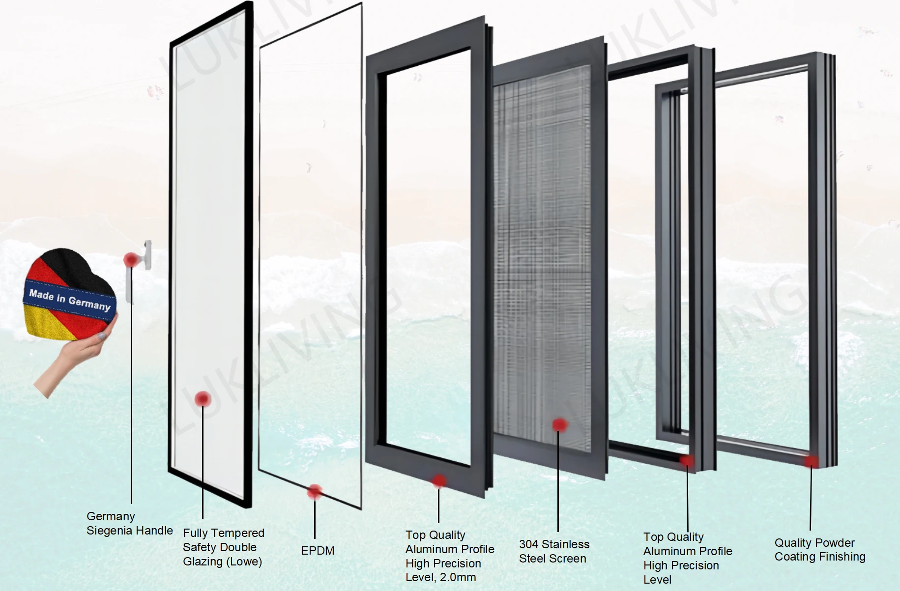 Lukliving Aluminium Profile For Tilt Up Windows Double Glazing Casement ...