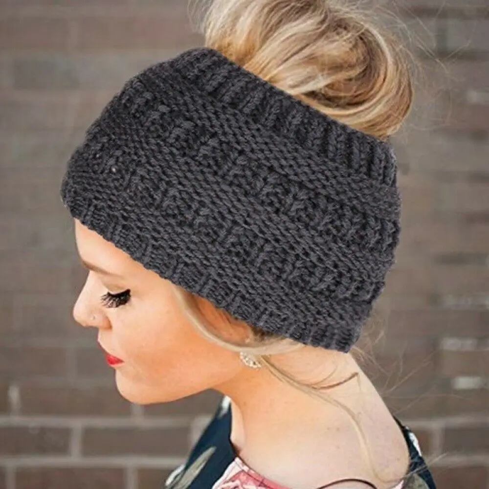 Q484 Ponytail Beanie Women Knitted Turban Headband Crochet Beanies Winter Hats Cap Warm Lady Messy Bun Hat Women Bandanas Buy Ponytail Beanie Bun Beanie Hat Turban For Women Product On Alibaba Com
