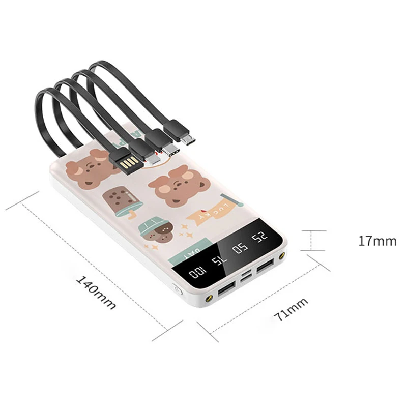 Портативное зарядное устройство 20000 мАч, зарядное устройство с двойным выходом, зарядное устройство с цифровым индикатором для мобильных телефонов
