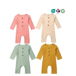 Unisex Baby Romper Wholesale Toddler Rib Coveralls Jumpsuit Bodysuits Playsuits Plain One Pieces for Spring Season ODM Supply