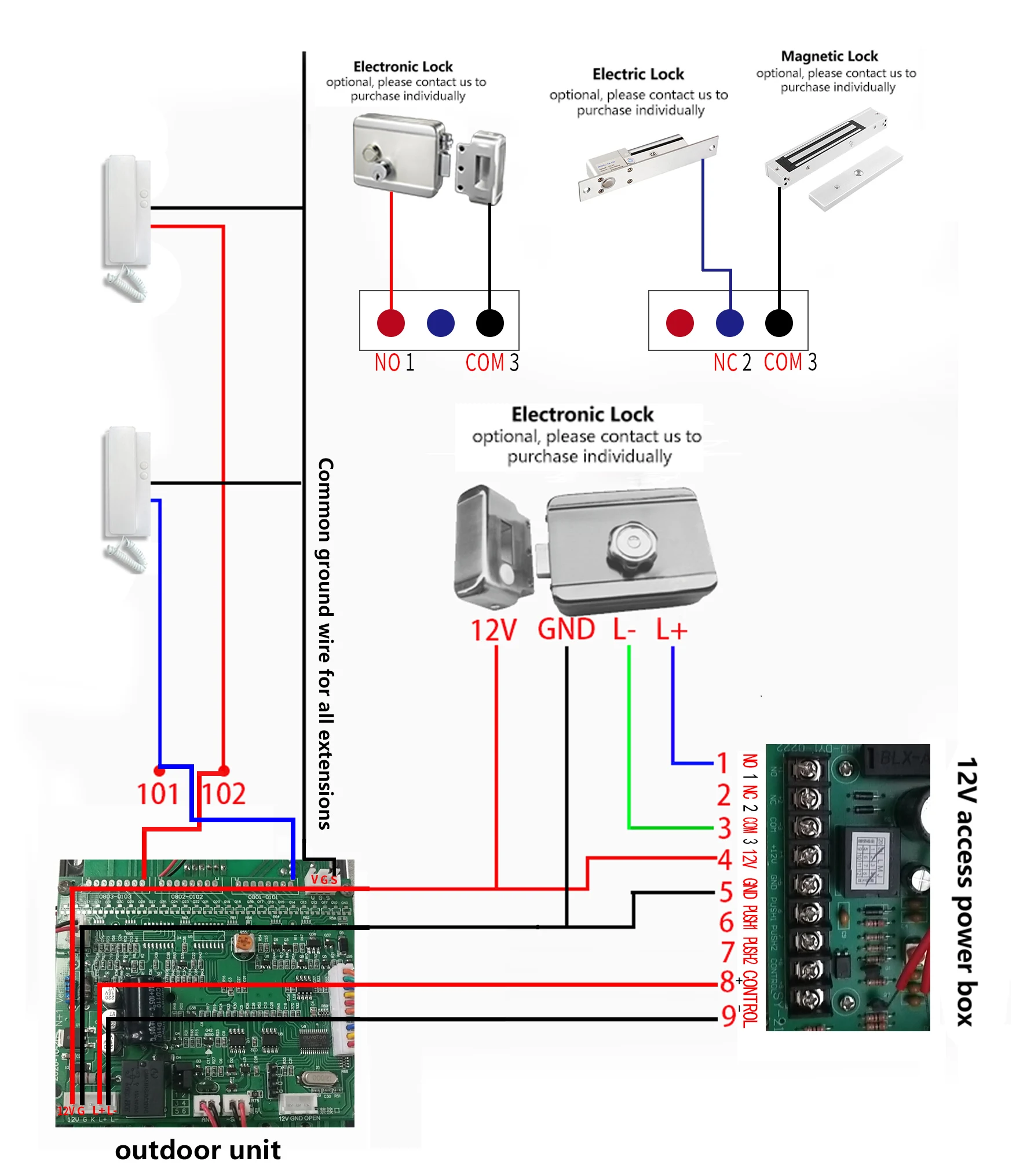 12 Families Kit Audio Building Intercom System for Apartments