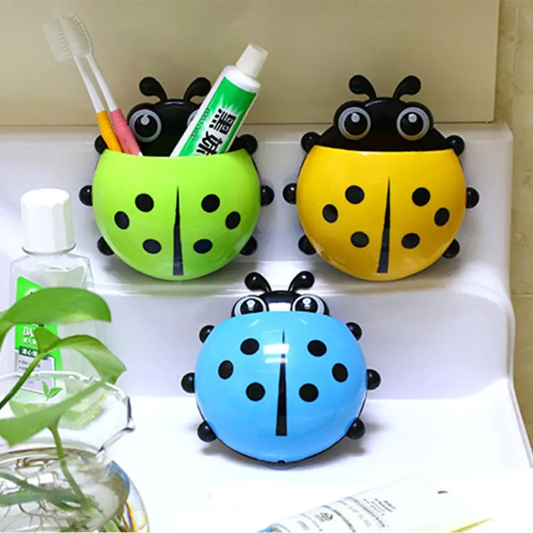 Cute Cartoon Kids Tooth Brushes Storage Ladybug Toothbrush Holder Rack ...