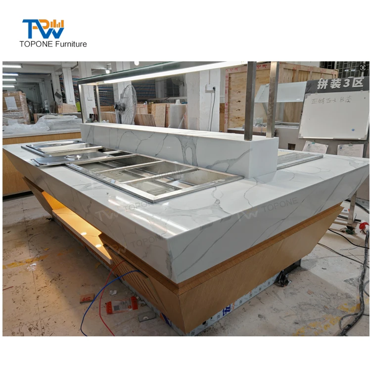 Commercial Combination Salad Buffet bar showcase Table Modern Hotel Sushi Buffet Counter Design