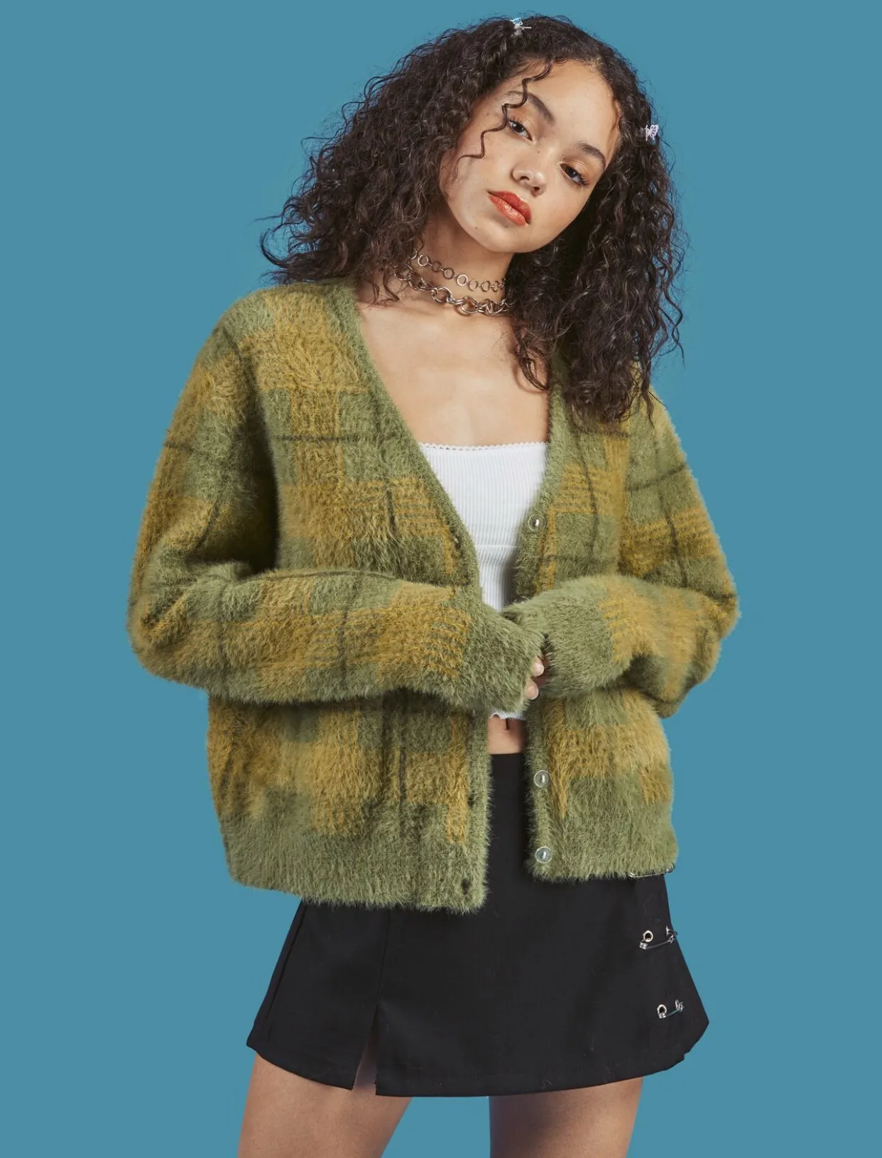 Vintage Mohair Sweater Women Knitted Cardigans Harajuku Lazy Style Ladies  V-neck Button Fuzzy Plaid Cardigan Fluffy Knitwear Top - Buy Mohair  Sweater,Knitted Crop Top Sweater,Female Sweater Product on