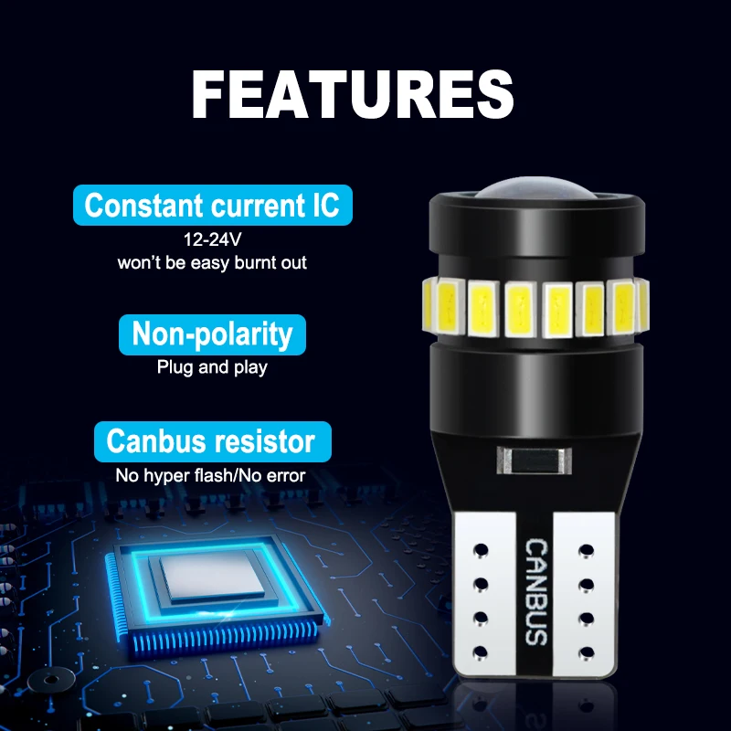 Gview 194 Led Light Bulb 6000k White 501 W5w T10 Error Free For Car ...