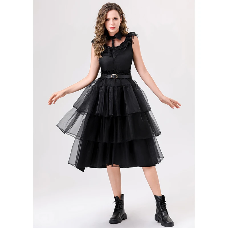 Family Costume Black Gauze Dress Halloween Style Witch Show Costume Women Vampire Dress Family Costume Black Gauze Dress Halloween Style Witch Show Costume Women Vampire Dress