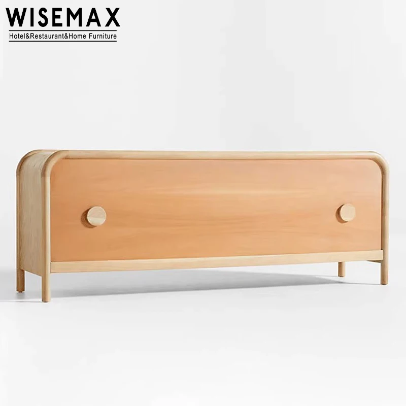 Wisemax Japandi Media Console Tv Stand Cabinet For Living Room Solid ...