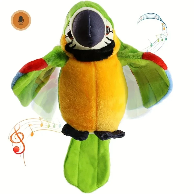 Talking Macaw Parrot Repeat What You Say Stuffed Animal Plush Toy Speaking Parrot Pet for Kids Gift