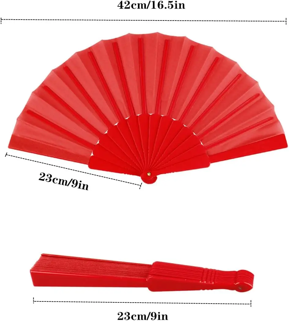 In Stock 23cm Folding Hand Fan Vintage Plastic Folding Fan for Summer Beach Decoration