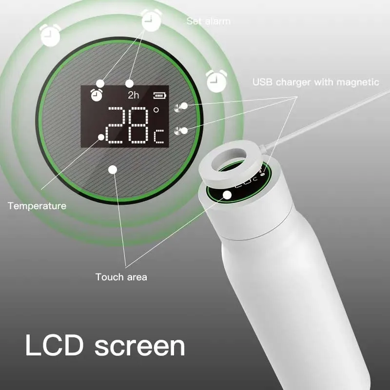 LEDEAST M1 Tuya Smart Water Bottle Drink Reminder Temperature Waterproof Double Wall Stainless Steel Bottle with App