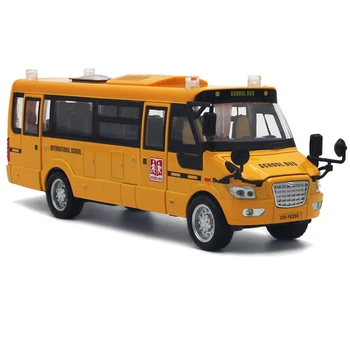 diecast bus Play Vehicles Doors open Pull Back Yellow School Bus Toy for Toddlers model bus toys