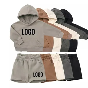 Baby Girl Boy Unisex Solid Tracksuit Outfits Long Sleeve Top+Shorts Set Clothes 2Pcs Kids Clothing