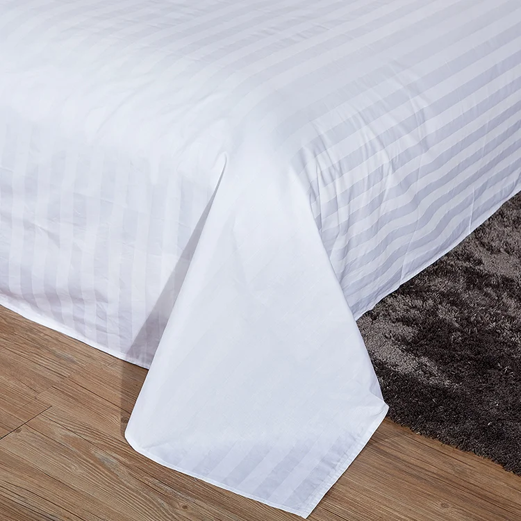 Hotel Duvet Cover Set Bedding 3cm Stripe White Color Bed Sheet Set