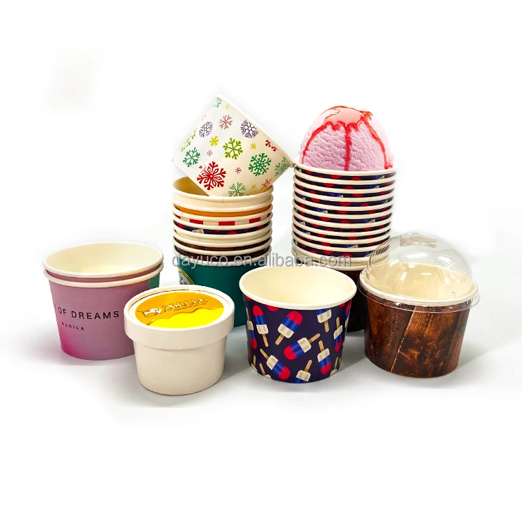 8oz Disposable Ice Cream Cups With Custom Printing - Eco-Friendly and Recyclable